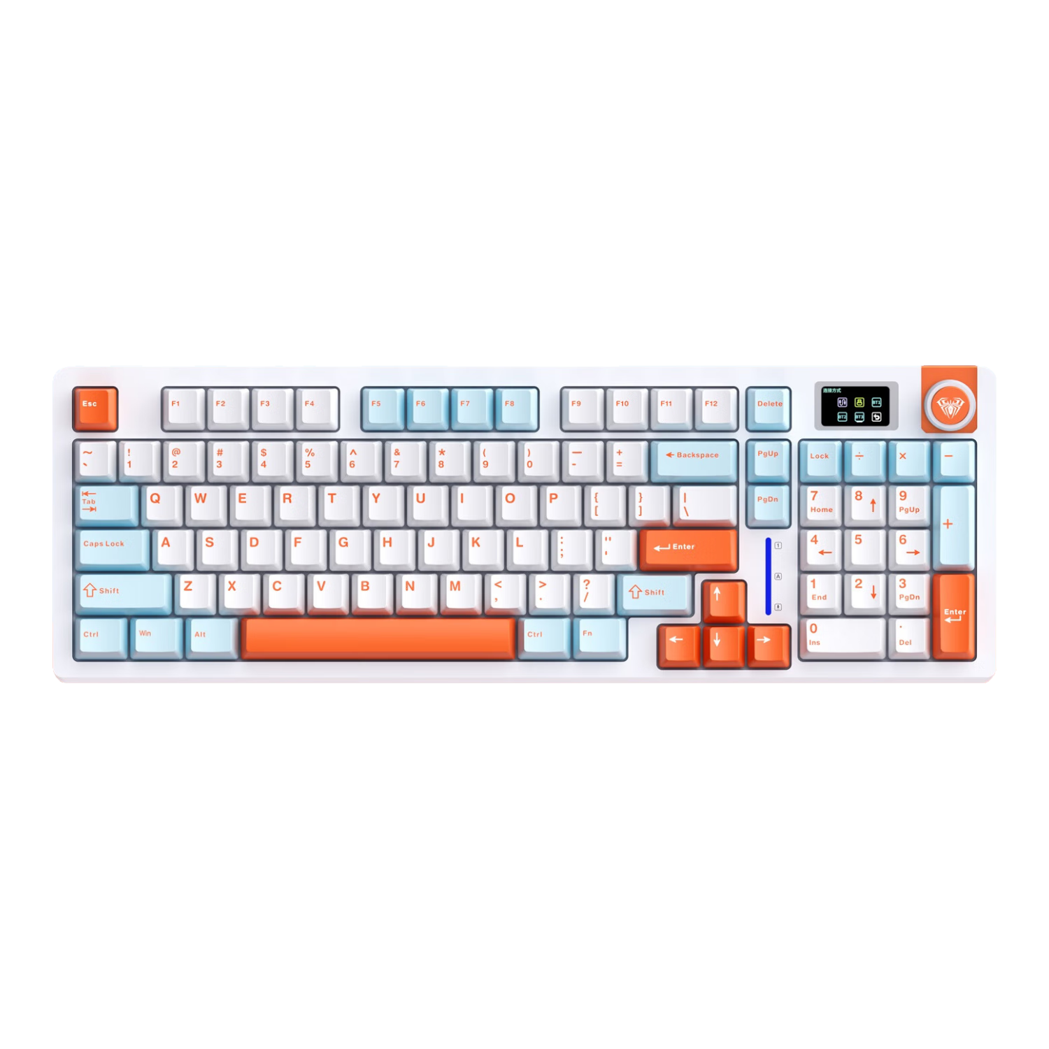 AULA 狼蛛 S98 Pro 96键 三模机械键盘 海盐橙 灵动轴V3 RGB