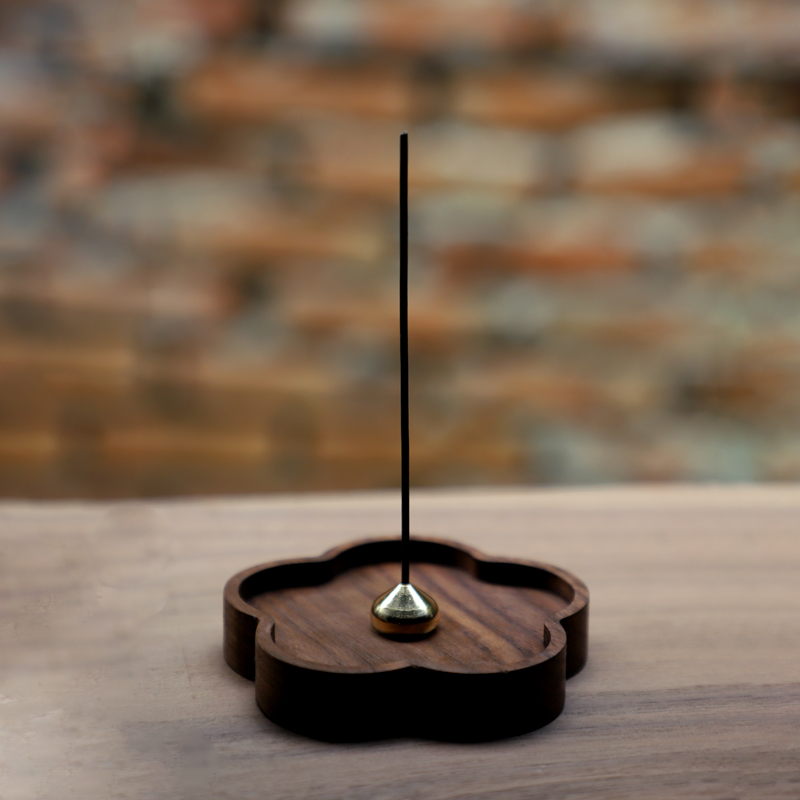 花烛插香底座木质樱花创意水滴香插日式线香 香座香薰禅意香道茶道香