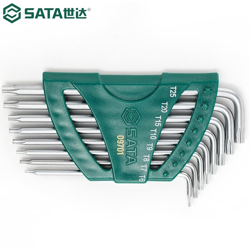 世达工具09701 8件加长中孔花形内六角扳手组套花型六角螺丝扳手