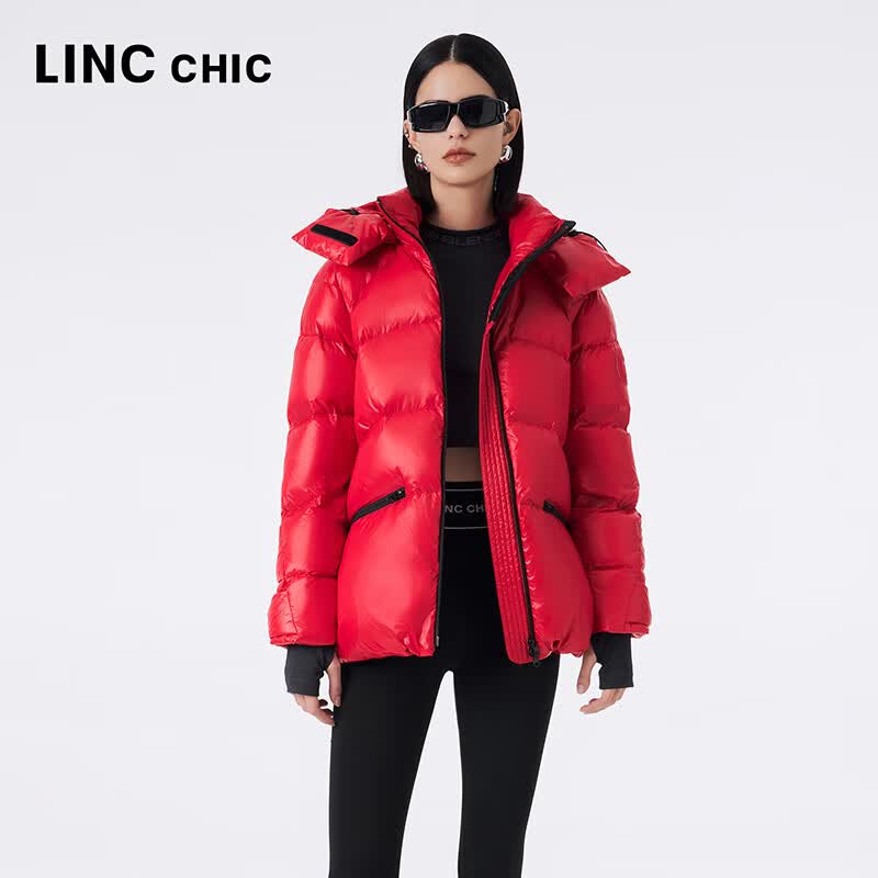 金羽杰90鸭绒加厚羽绒服女装短款冬季商场同款保暖泡芙面包服Y23602324 洋红色 XS 适合110斤以下