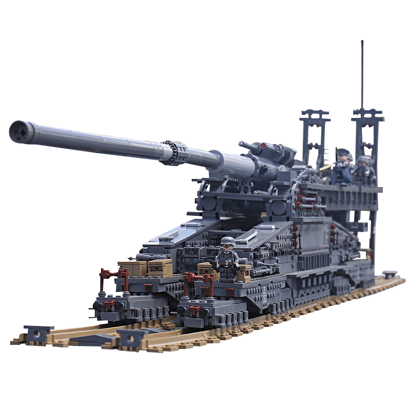 开智多拉巨炮古斯塔夫列车炮二战军事坦克模型大型高难度成人立体积木