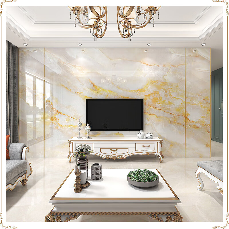 久久猫 欧式罗马柱瓷砖背景墙客厅护墙板岩板电视墙别墅大理石大板
