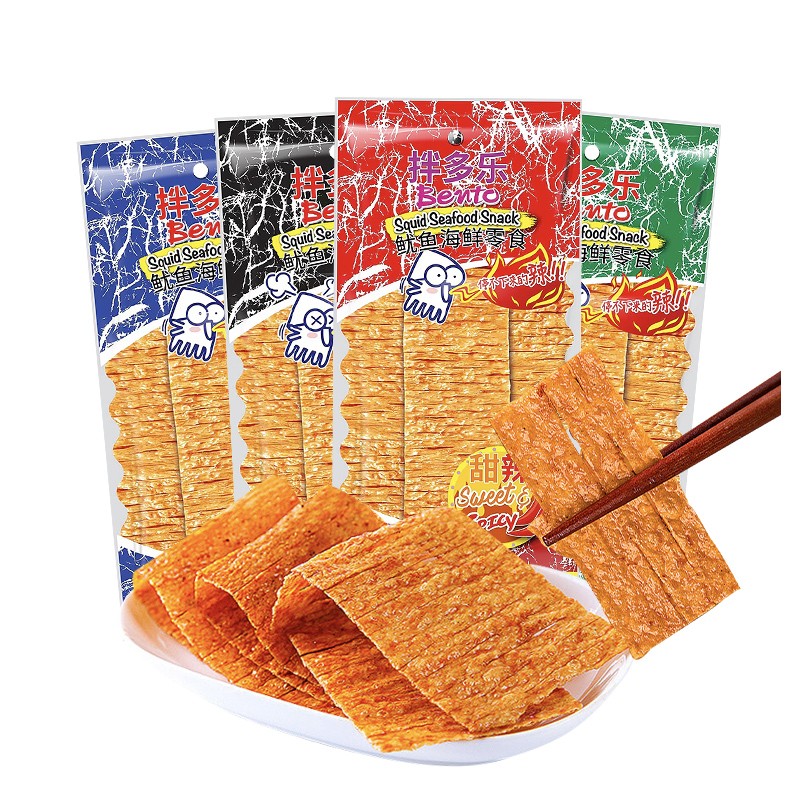 拌多乐 泰国进口bento拌多乐鱿鱼片零食即食脆鱼片泰式大辣条烤辣片