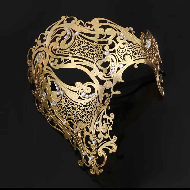 威尼斯金屬面具:女化妝舞會(huì)派對(duì)情趣cosplay裝扮面具成人男女面具 金色-大版獨(dú)眼