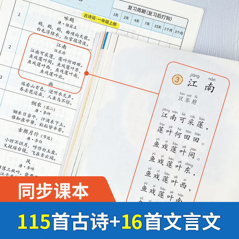 中小学生必背古诗词阅读打卡计划本艾宾浩斯高效记忆法初中默写本 小学必背古诗文【131首】32页
