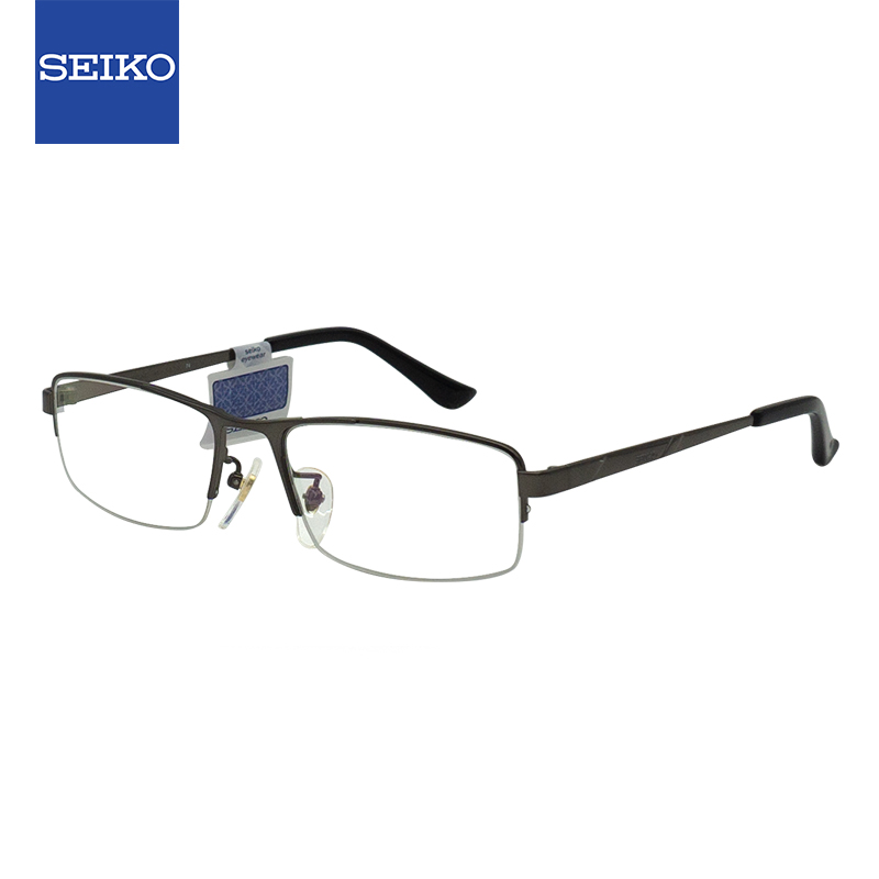 精工(seiko)眼镜框男半框钛材近视眼镜架hc1010 74 依视路钻晶膜岩1.