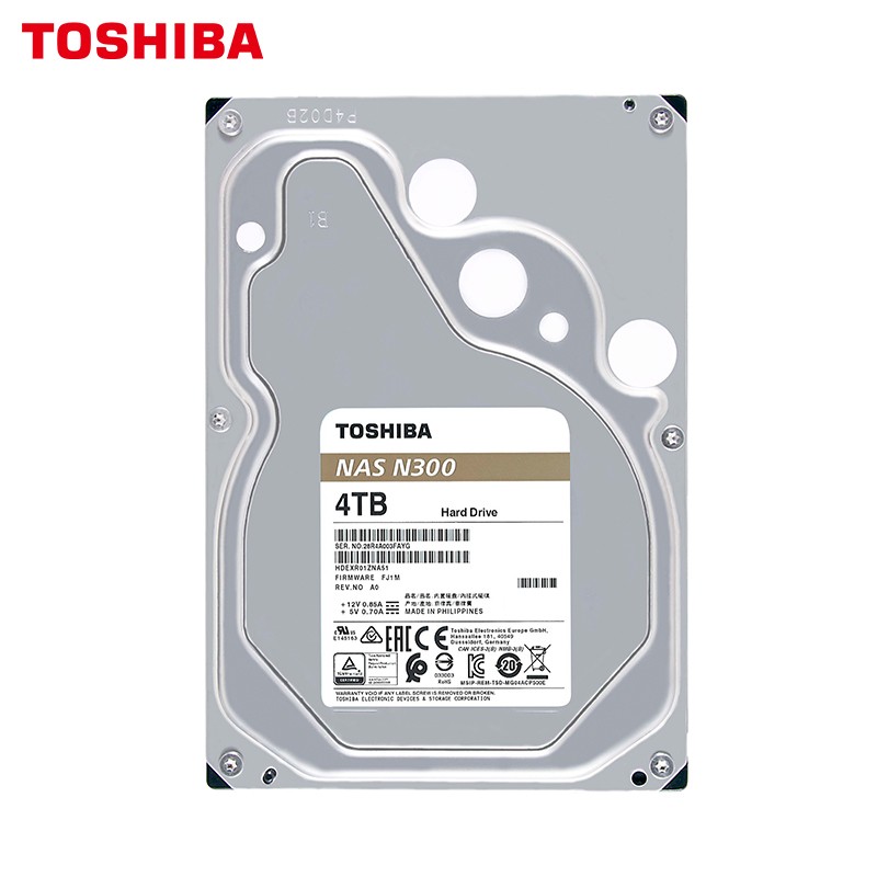 东芝(TOSHIBA)4TB 256MB 7200RPM NAS网络存储机械硬盘 SATA接口 N300系列(HDWG440)