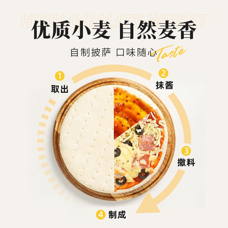 展艺披萨饼底加热即食半成品空气炸锅芝士榴莲披萨胚饼皮家用食材 【DIY披萨3片】8寸饼皮+马苏100g+意式肉酱包200g