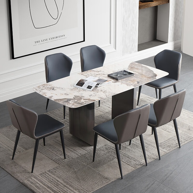 首驰岩板餐桌椅组合意式轻奢现代简约极简小户型悬浮餐桌 潘多拉（其他花色咨询客服） 1.4*0.8米单餐桌