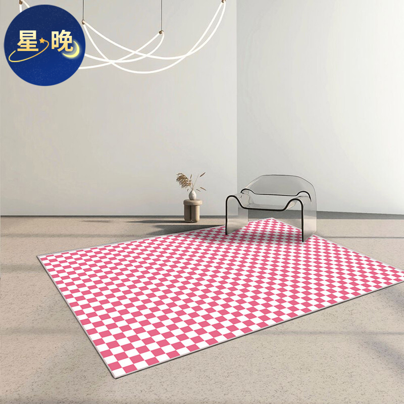 星晚棋盘格地毯卧室客厅ins风女生房间床边茶几沙发网红格子垫子定制