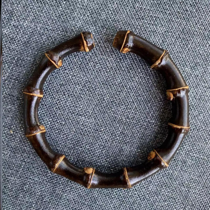 青鹊凰紫竹根手串 手工紫竹手镯多节鸡血藤手镯男女手环饰品野生 无银