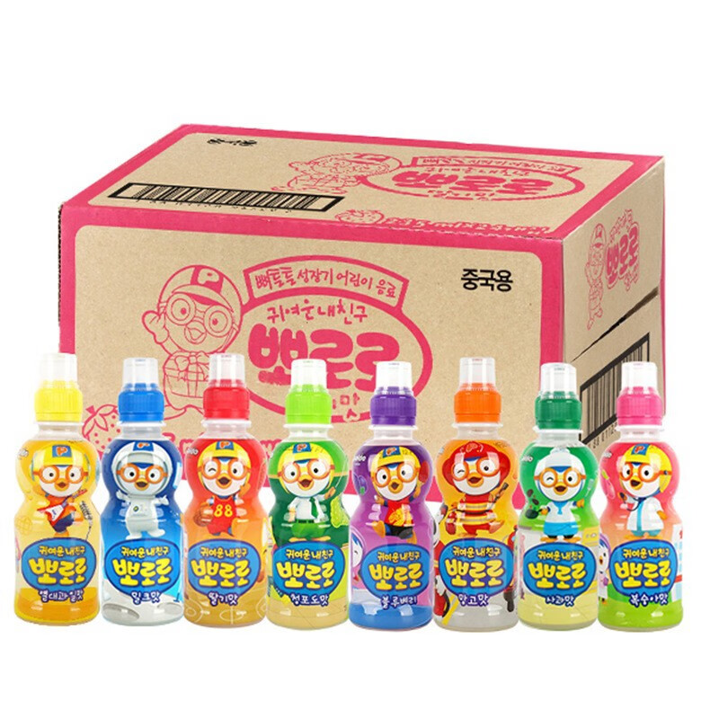 pororo啵乐乐饮料235ml宝进口水果味饮品果汁饮料 24瓶/整箱 芒果味