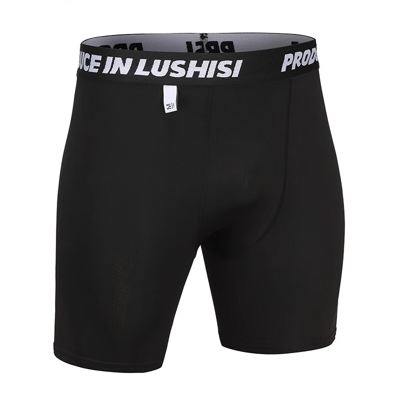 LUSHISI篮球三四分紧身裤男打底裤跑步训练高弹速干运动健身纯色 黑色 M