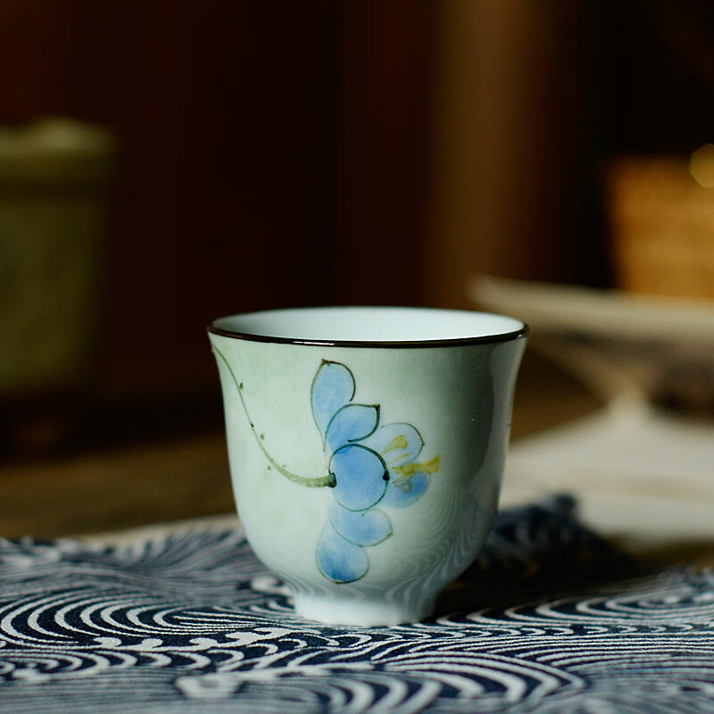 老式陶瓷小酒杯   中式古风陶瓷家用手绘一两白酒杯果酒杯清酒杯一口
