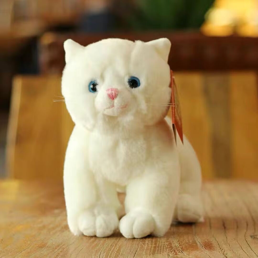 仿真动物小猫咪公仔毛绒玩具仿真猫玩偶小号公仔摆件女孩布娃娃 白色