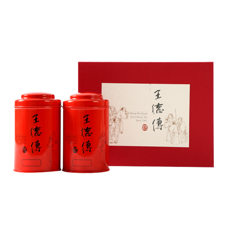 王德传茶庄 WANG DE CHUAN台湾制式礼盒 高山乌龙茶冻顶阿里山金萱礼盒2罐装 王德传茶庄 (冻顶+金萱)红罐150g*2罐