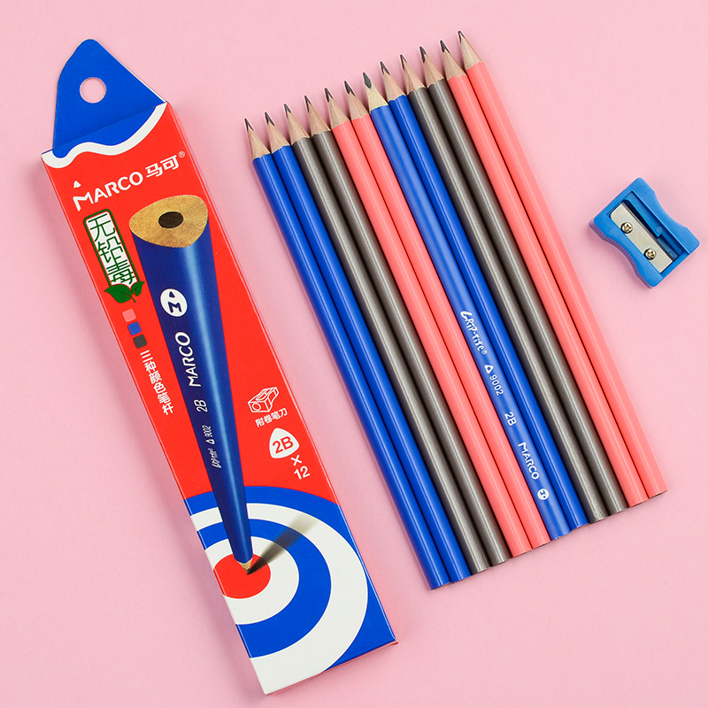 马可(marco)时尚系列学生书写铅笔(2b) 时尚多彩三角笔杆办公文具 12