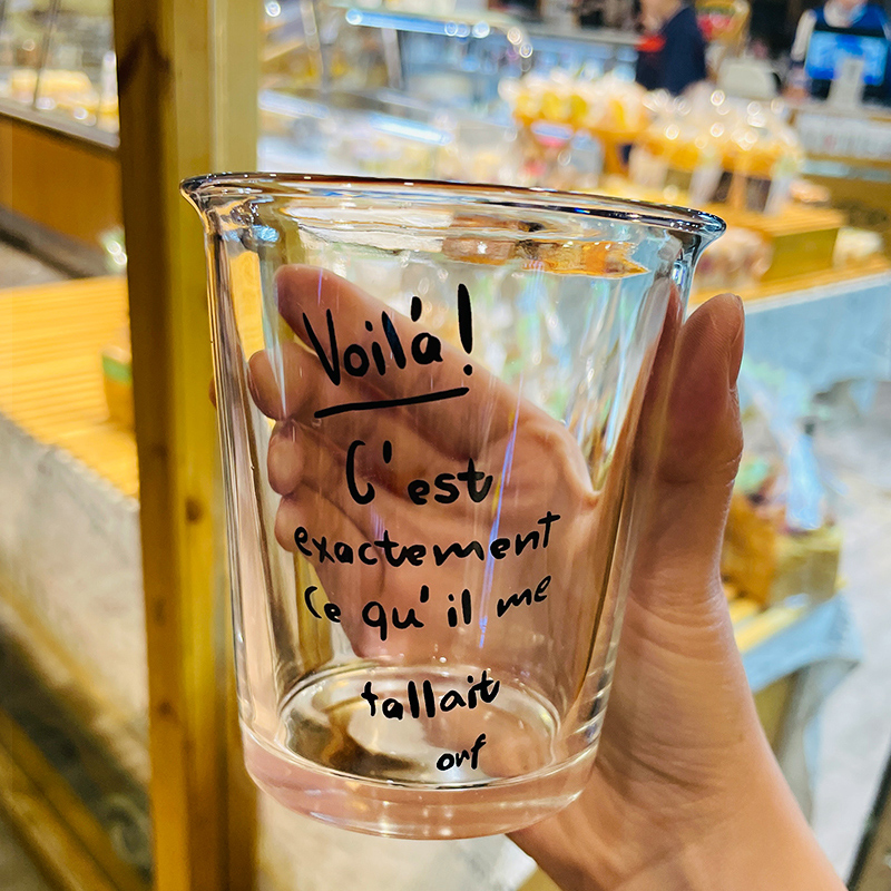 拓巢ins网红咖啡杯美式冷萃冰拿铁水杯法式字母学生玻璃杯子家用简约