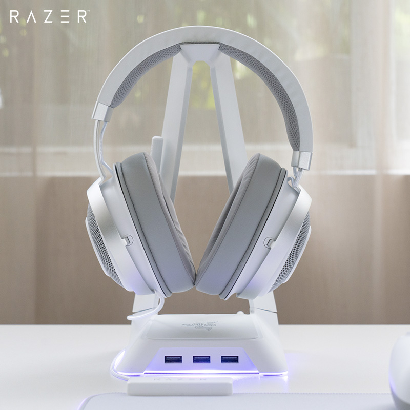雷蛇（Razer）北海巨妖 水银版 2019新款 7.1虚拟环绕声 清凉凝胶耳罩 电竞电脑有线游戏耳机