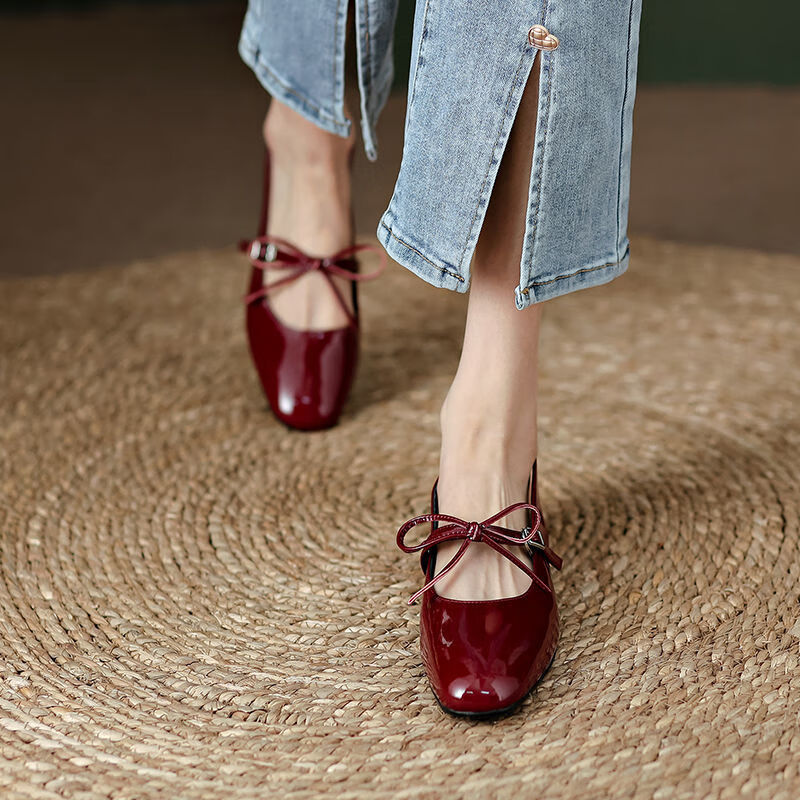 戈森凡(gesenfan)平底罗马鞋绑带仙女风配裙子穿的复古罗马风蝴蝶结