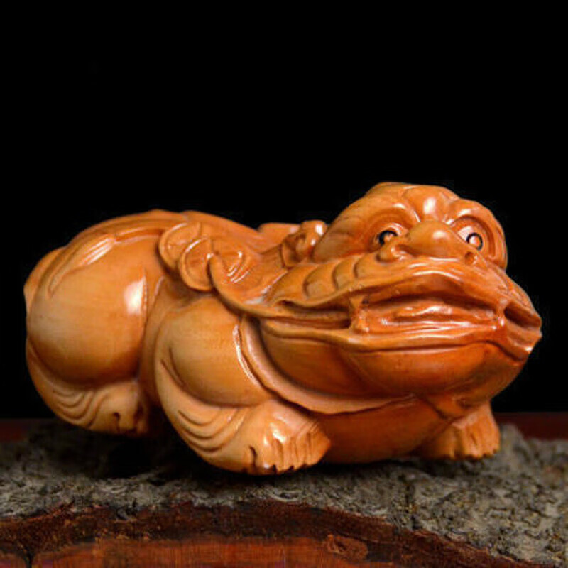 木质貔貅把件 肥城桃木木雕 文玩桃木把玩件工艺品 桃木招财卧财貔貅
