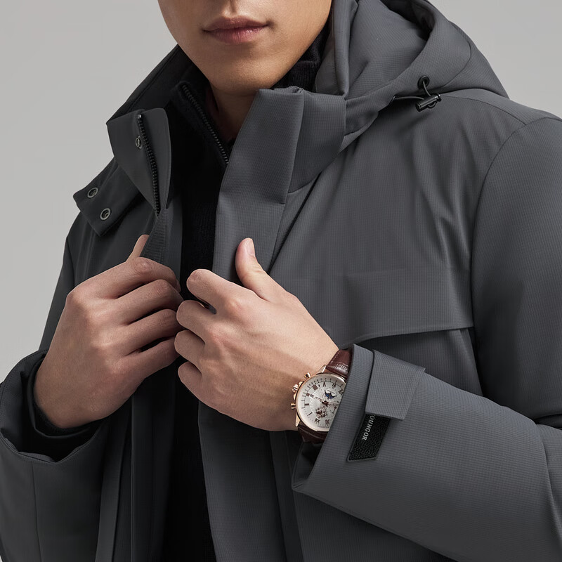 雅戈尔【鹅绒保暖紧实】羽绒服男秋冬保暖舒适亲肤3色连帽休闲外套男 灰色VLYW419887DTA S 165/88A