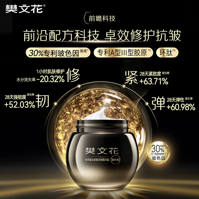 樊文花7号胶原蛋白紧致淡纹精华霜30%玻色因Pro霜多肽抗皱七夕礼物