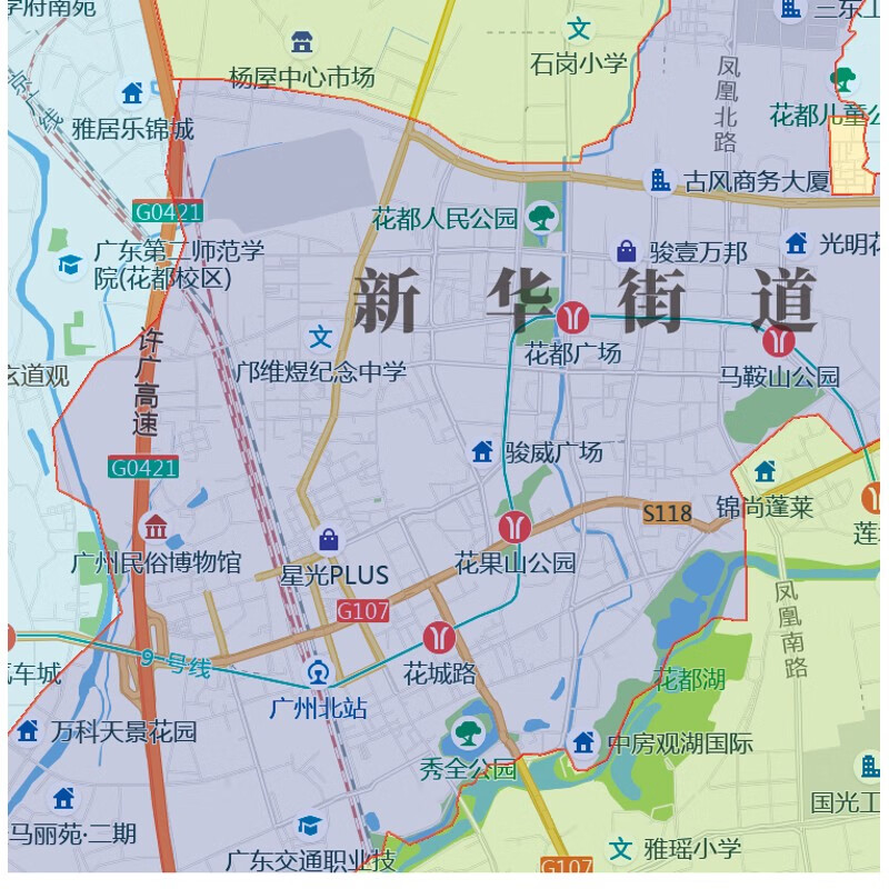 新款广州市花都区地图定制行政区划卫星街道办公室装饰画定制 地图