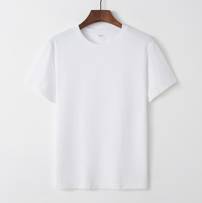 皮尔卡丹高品质40支双纱200克纯棉短袖t恤男潮牌无标白t工服印图logo