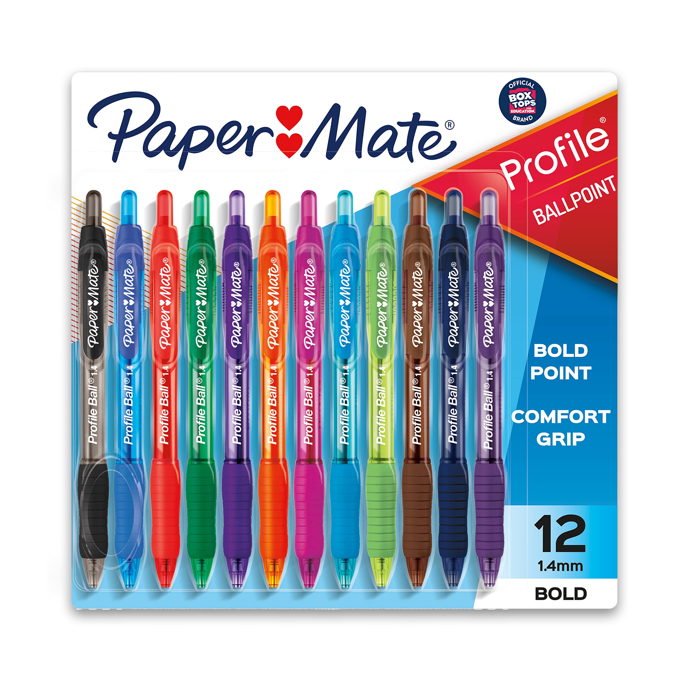 paper mate mate 缤乐美 profile 多色可伸缩圆珠笔 1.4mm 12支