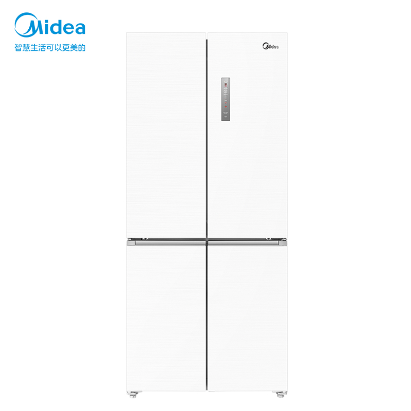 美的(Midea)60厘米薄系列483升十字双开门四门超薄嵌入超大容量家用智能冰箱一级变频BCD-483WSPZM(E)白色