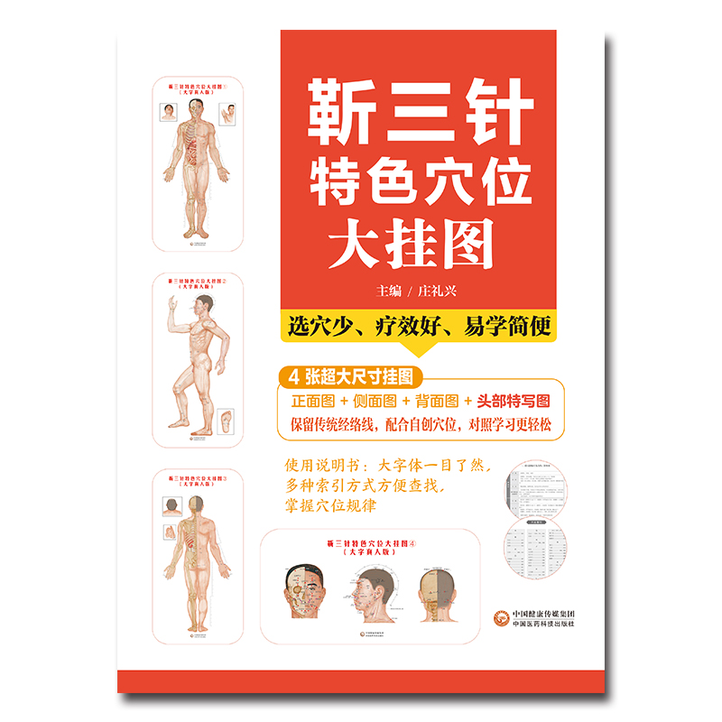 穴位图 挂图 靳三针特色穴位大挂图(大字真人版)