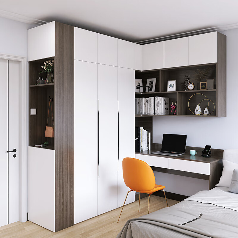 凡瑞达转角衣柜书桌一体组合卧室小户型家用简约现代拐角连体学习桌