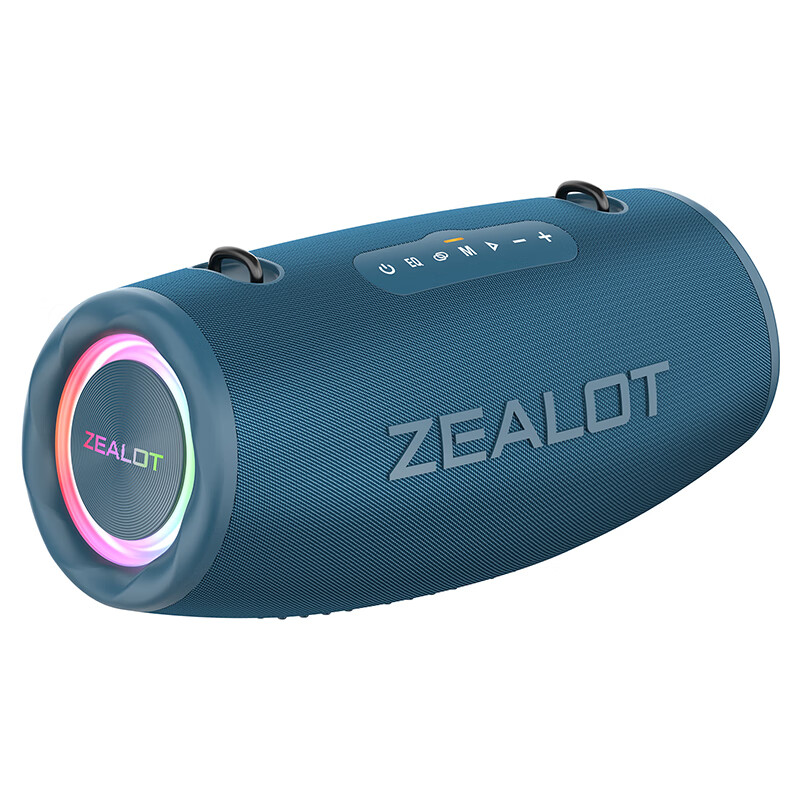 狂热者（ZEALOT）S87无线蓝牙音箱重低音炮大音量手机高音质户外便携式广场舞家用大功率立体声露营车载音响 蓝青色【大功率+提带】