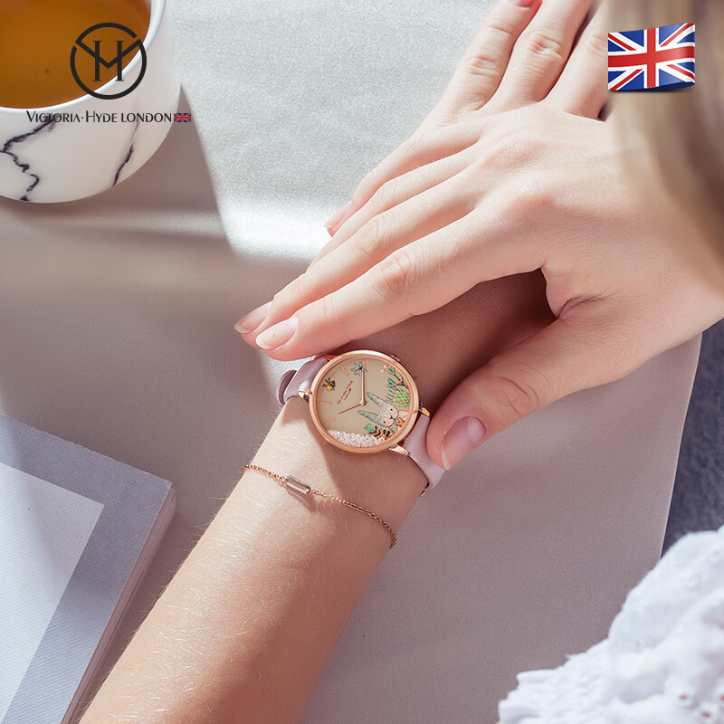 VICTORIA HYDE 女士手表森林童话公主风vh女表卡通学生个性石英腕表维多利亚海德送女生礼物 灰色VH1047F