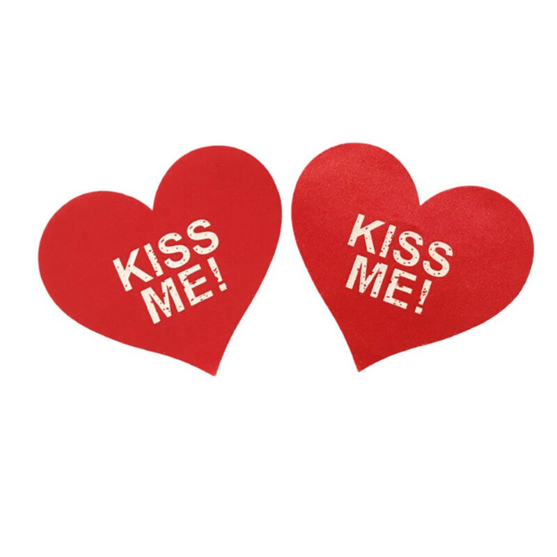红色爱心情趣印字乳贴 一对装(约8cm)