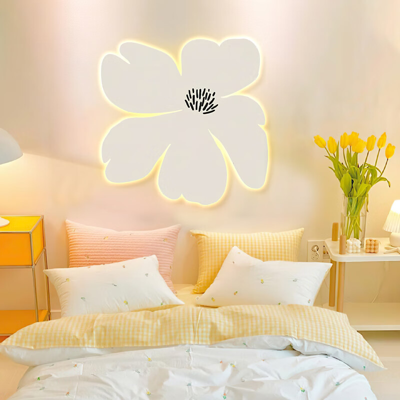 亲梵法式复古装饰画奶油led灯花朵立体画现代简约梳妆台床头背景挂画