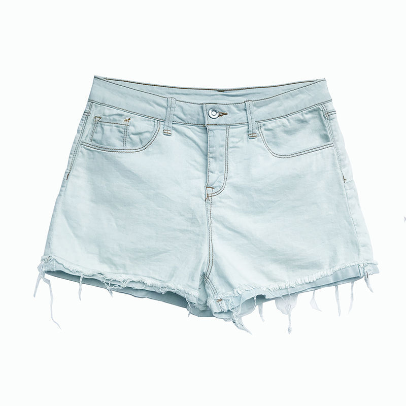 leap夏季薄款牛仔短裤女毛边韩版女装小个子时尚百 11浅蓝色毛边短裤