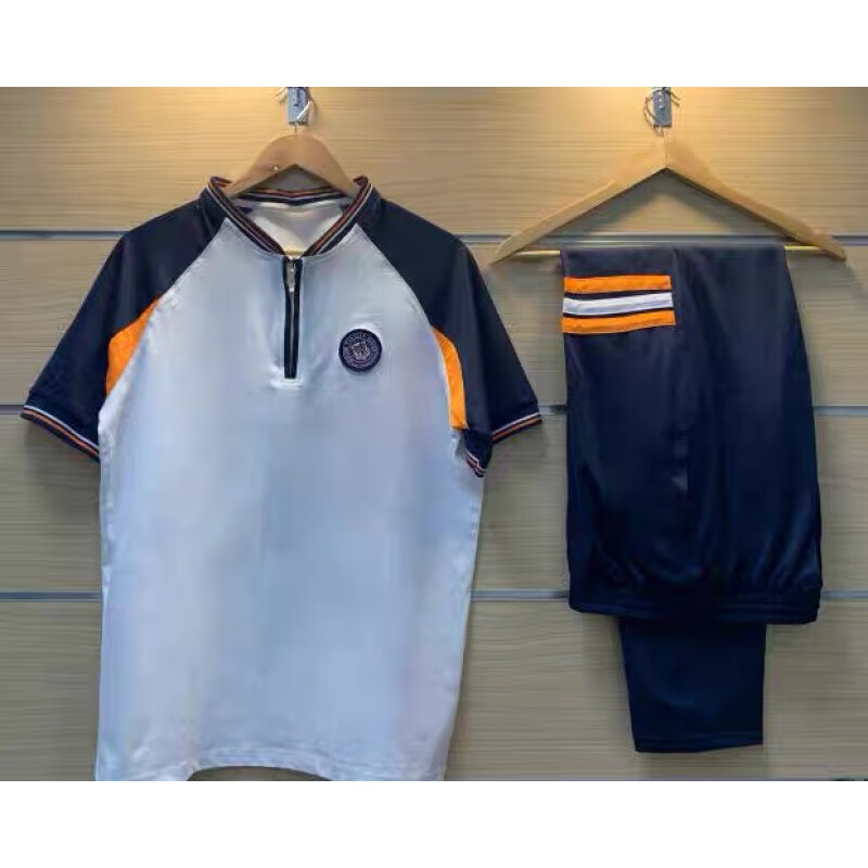 俪韵小屋(li yun house)天津市河北区第十四中学夏季校服套装 男款藏