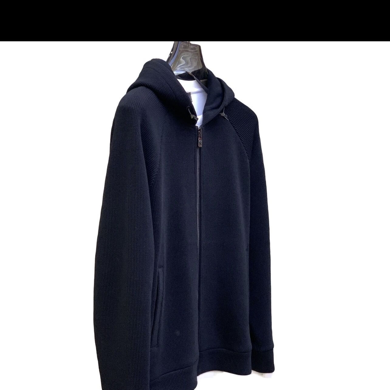 男混纺欧货秋冬新款士连帽纯色简约重磅拉链拼接潮流 高级黑(高品质)