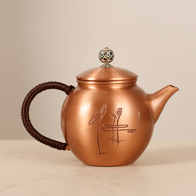 沃之沃铜茶壶纯铜侧把铜壶手工泡茶纯紫铜烧水壶加厚煮茶壶家用煮茶器