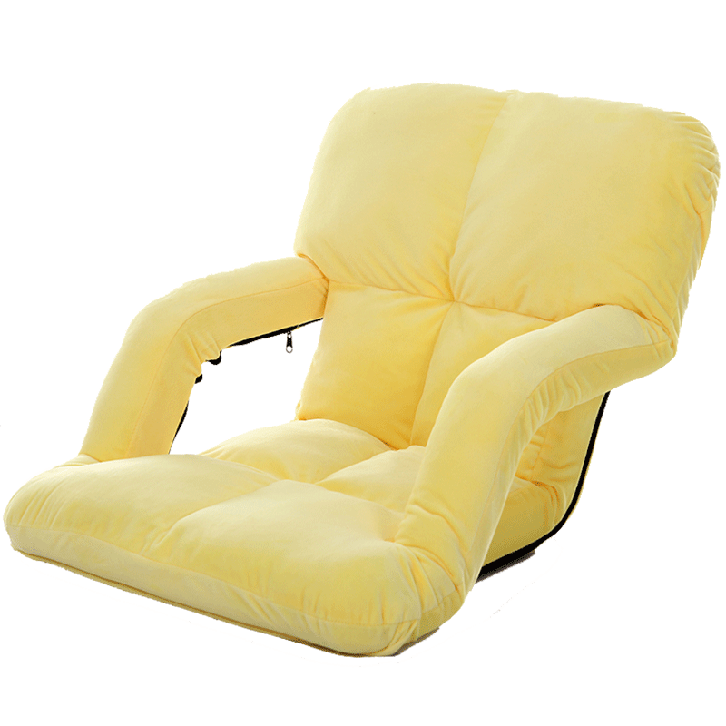 LazyDiary懒人沙发休闲小沙发椅床上靠背椅飘窗椅宿舍小沙发可折叠带扶手阳台客厅喂奶椅 柠檬黄