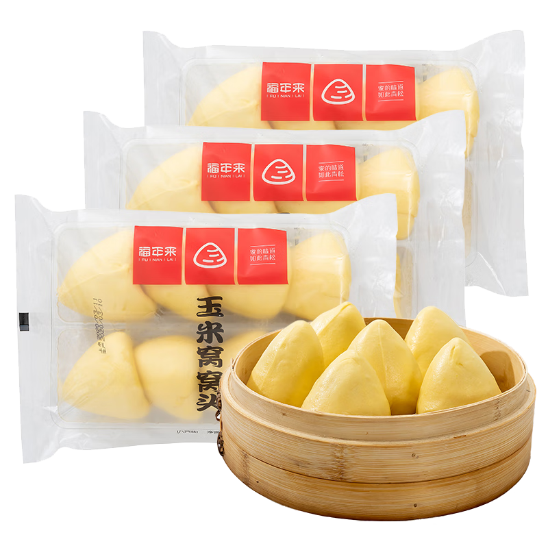 福年来 玉米窝窝头 320g*3袋 24个 低脂粗粮杂粮主食早餐速冻半成品面点