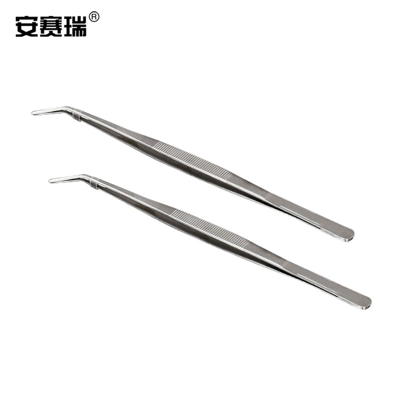 安赛瑞 不锈钢镊子(5支装)304不锈钢实验室敷料镊组织镊茶镊维修工具