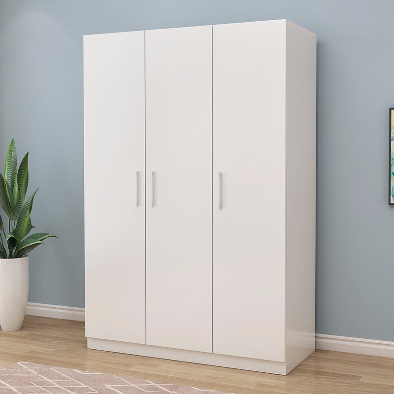 柏云森 衣柜木质简易两门三门四门小衣橱柜子 暖白色三门1.2m长