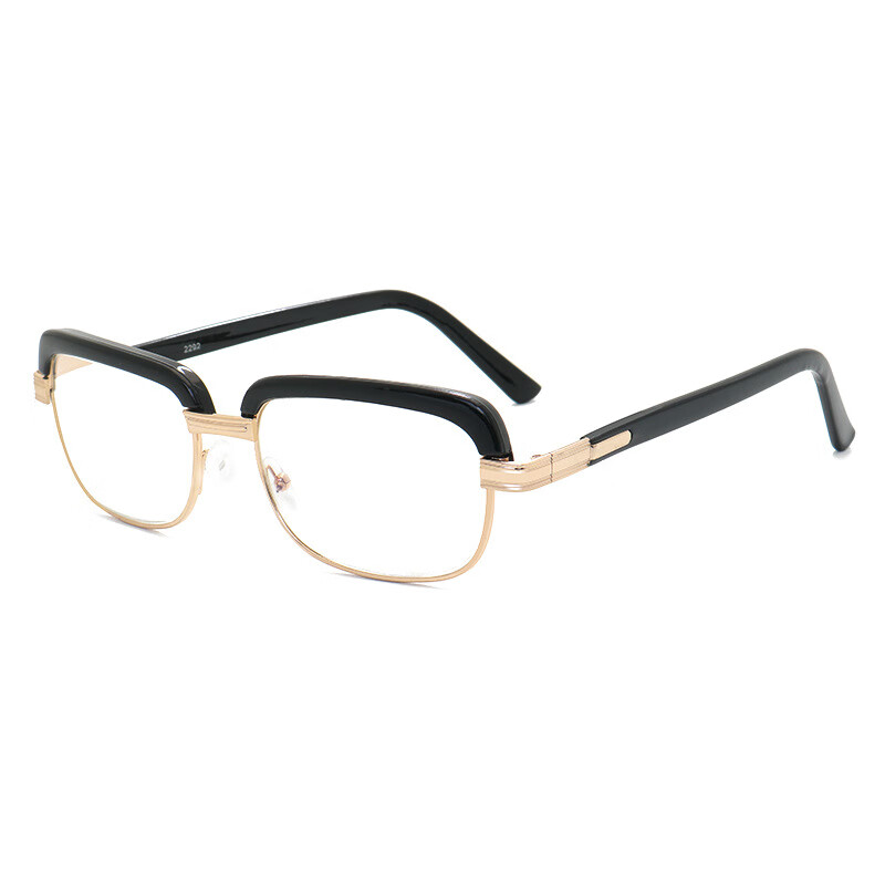 金属老花镜黑色男式大眉毛老花镜大框眼镜架玻璃镜片加绿膜镀膜 黑眉