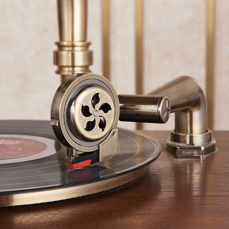 圣利纳（SHENGLINA） 留声机复古实木大喇叭老式黑胶唱片机 仿古欧式电唱机音响 胡桃色+k歌功能