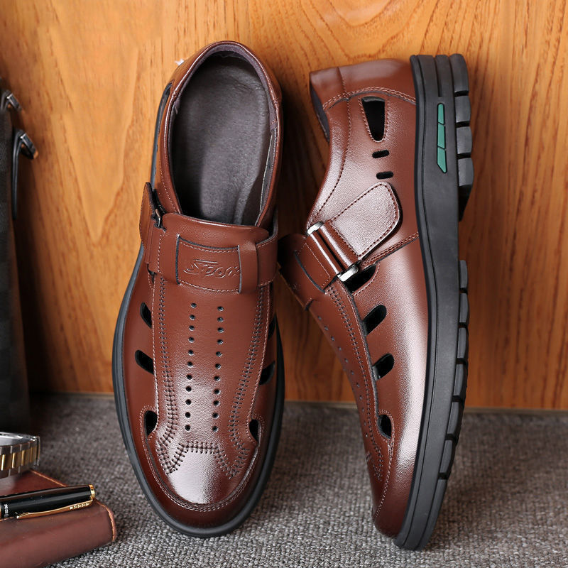 0奥康夏季运动皮鞋男透气打孔镂空男士休闲鞋厚底潮旅游鞋 黑色 43top