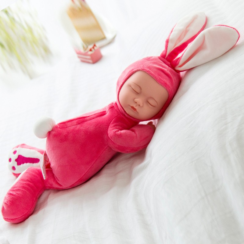 智能仿真娃娃玩具婴儿毛绒音乐娃娃会说话软胶安抚陪睡洋娃娃会唱歌睡眠娃娃女孩宝宝儿童玩具 兔子西瓜红 动眼版40厘米(120首歌+说话)高性价比高么?