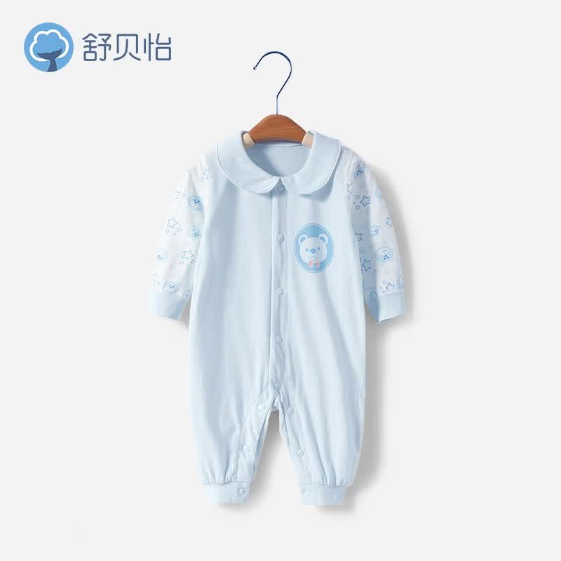 舒贝怡婴儿连体衣春秋衣服小童长袖睡衣秋装男女宝宝哈衣爬服外出装 对开小熊蓝 90cm(18-24个月)属于什么档次？